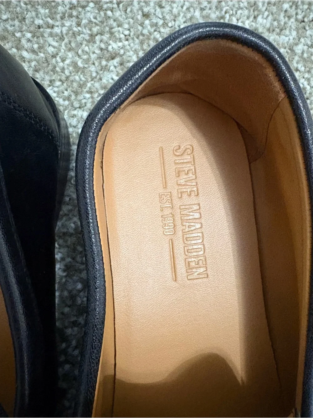Steve Madden Black Leather Penny Loafers